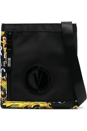 VERSACE Mochila tipo mensajero con parche del logo