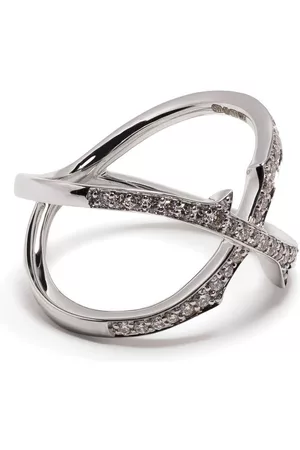 STEPHEN WEBSTER Anillo Steam Crossover en oro blanco de 18kt con diamantes