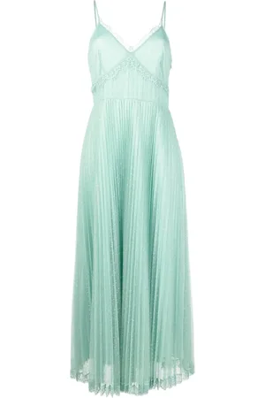 Twin-Set Vestido largo con encaje traslúcido