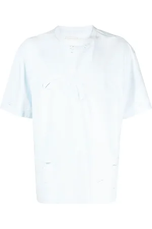 Feng Chen Wang Playera con diseño a capas y efecto envejecido