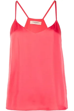 Twin-Set Top satinado con placa del logo en la parte trasera