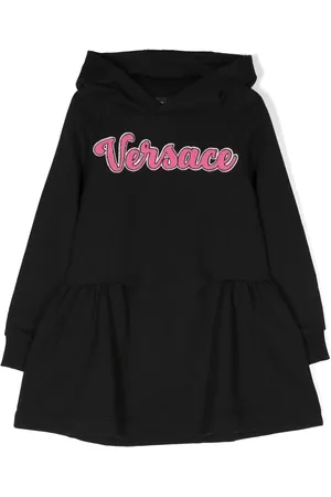 VERSACE Vestido con capucha y logo estampado