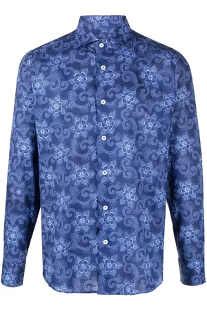 FEDELI Camisa con botones y estampado de cachemira