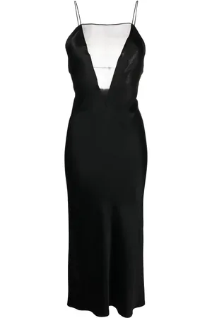 Stella McCartney Vestido midi con panel transparente y espalda abierta