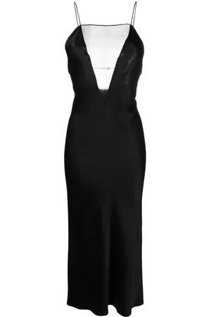 Stella McCartney Vestido midi con panel transparente y espalda abierta