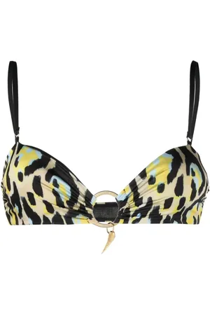 Roberto Cavalli Top de bikini con estampado de leopardo