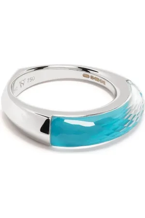 STEPHEN WEBSTER Anillo Stack en oro blanco de 18kt con turquesa