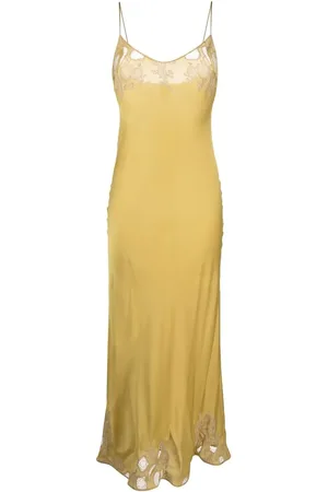 CARINE GILSON Vestido largo estilo camisón con paneles de encaje