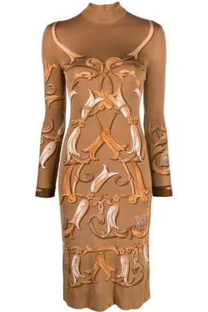 Hermès Vestido de seda con estampado Art Nouveau 1970
