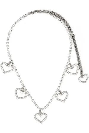 Alessandra Rich Collar con dijes en forma de corazón y detalles de cristal