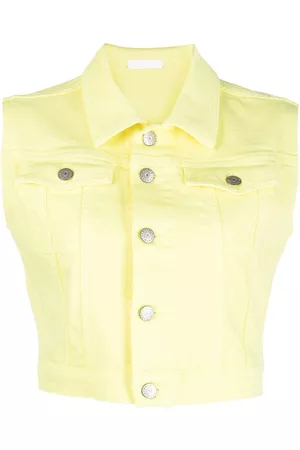 Chamarras Chalecos de mezclilla de color amarillo para mujer