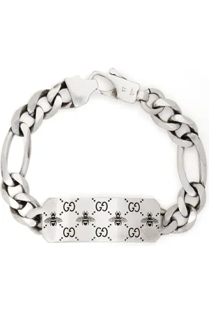 Gucci Pulsera de plata con motivo GG grabado