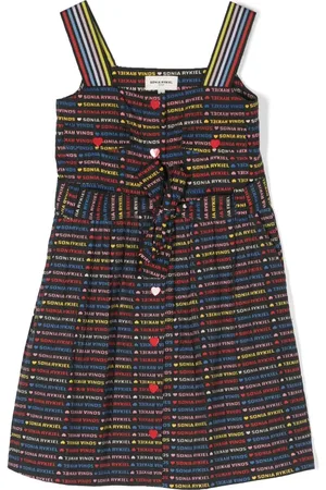 Sonia Rykiel Enfant Vestido con logo estampado y cinturón
