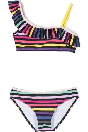 Sonia Rykiel Enfant Bikini con diseño color block y volantes