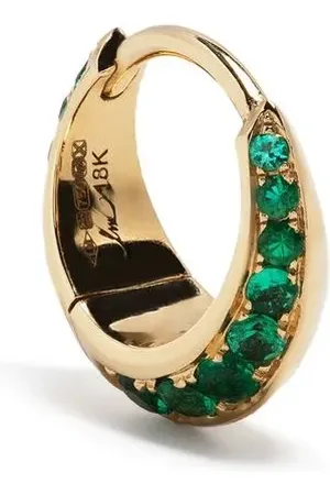 Lizzie Mandler Arracadas Small Crescent en oro amarillo de 18kt con esmeralda