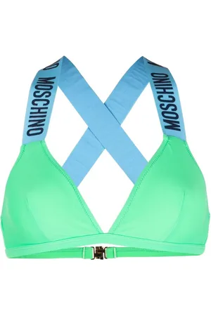 Moschino Top de bikini con logo en relieve