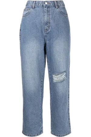 tout a coup Jeans capri con tiro alto y efecto envejecido