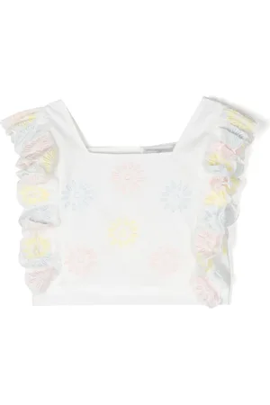 Stella McCartney Top bordado con volantes
