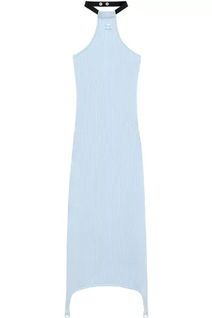 Courrèges Vestido tejido de canalé con cuello halter