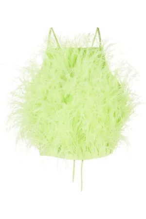 Cult Gaia Top corto con detalle de plumas