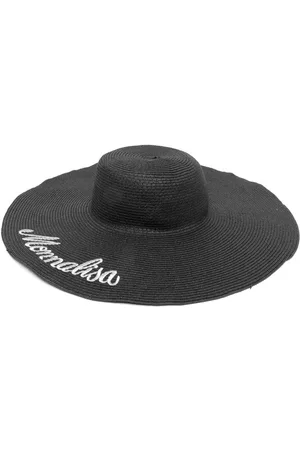 MONNALISA Embroidered-logo raffia sun hat