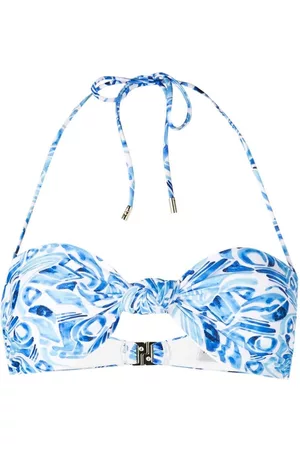 Rebecca Vallance Top de bikini con cuello halter y estampado abstracto