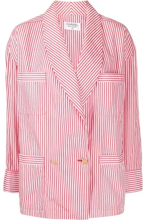 CHANEL Blazer con doble botonadura y motivo de rayas 1990-2000