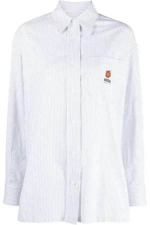 Kenzo Camisa con logo bordado y rayas diplomáticas estampadas