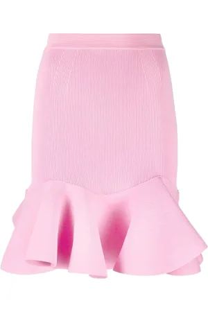 Alexander McQueen Falda tejida con dobladillo peplum