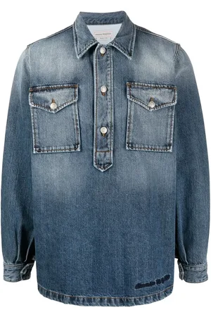 Alexander McQueen Camisa de mezclilla con logo bordado