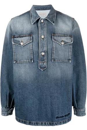 Alexander McQueen Camisa de mezclilla con logo bordado
