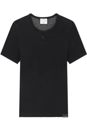 Courrèges Playera de malla con cuello redondo