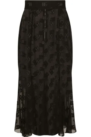 Dolce & Gabbana Falda midi de satén con logo DG