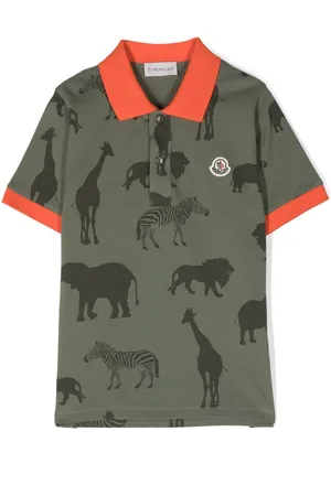 Moncler Playera tipo polo con dinosaurios estampados