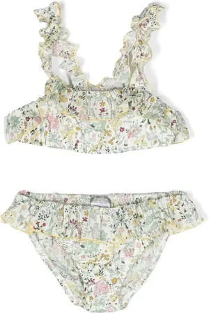 Il gufo Bikini con volantes y estampado floral