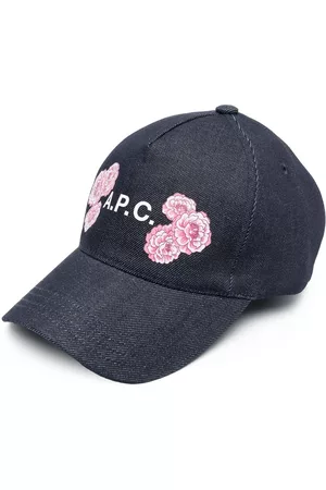 A.P.C. Gorras - Flower-print denim cap