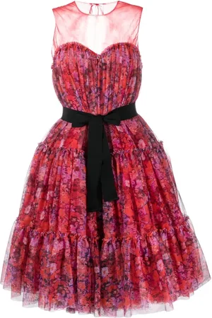 Serafini Vestido midi acampanado con estampado floral