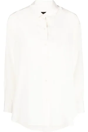 NILI LOTAN Camisa de seda transparente manga larga