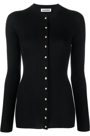 Jil Sander Cárdigan de canalé con cuello redondo