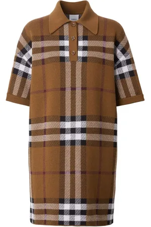 Burberry Vestido estilo playera tipo polo con motivo de cuadros