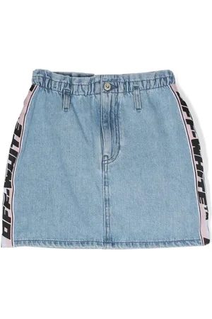 OFF-WHITE Falda de mezclilla con franjas del logo
