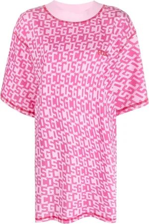 GCDS Vestido estilo playera con monograma estampado