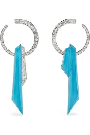 STEPHEN WEBSTER Arracadas Shard en oro blanco de 18kt con diamantes y turquesa