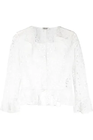 Saint Laurent Blusa manga larga con diseño bordado