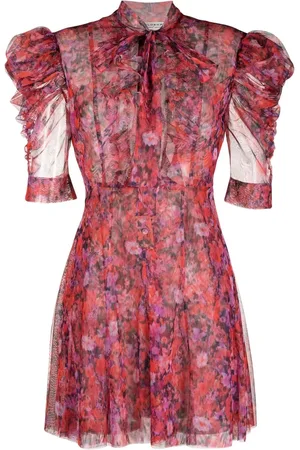 Serafini Vestido de seda corto con estampado floral