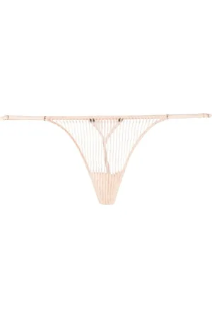 Kiki de Montparnasse Tanga de encaje con motivo de rayas