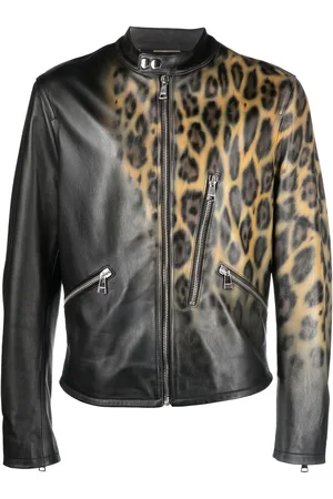 Roberto Cavalli Chamarra bomber con estampado de leopardo