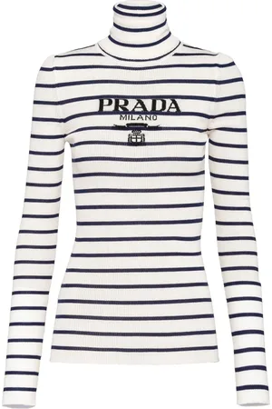 Prada Suéter con motivo de rayas y logo en intarsia