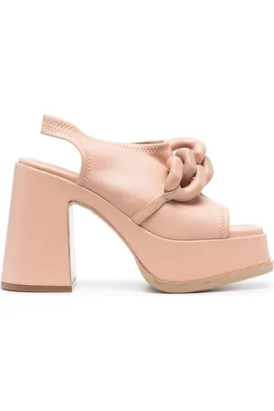 Stella McCartney Sandalias con dealle de cadena y tacón cuadrado de 125mm