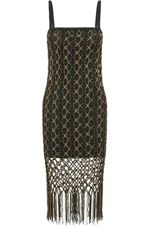 DION LEE Vestido midi de crochet a capas